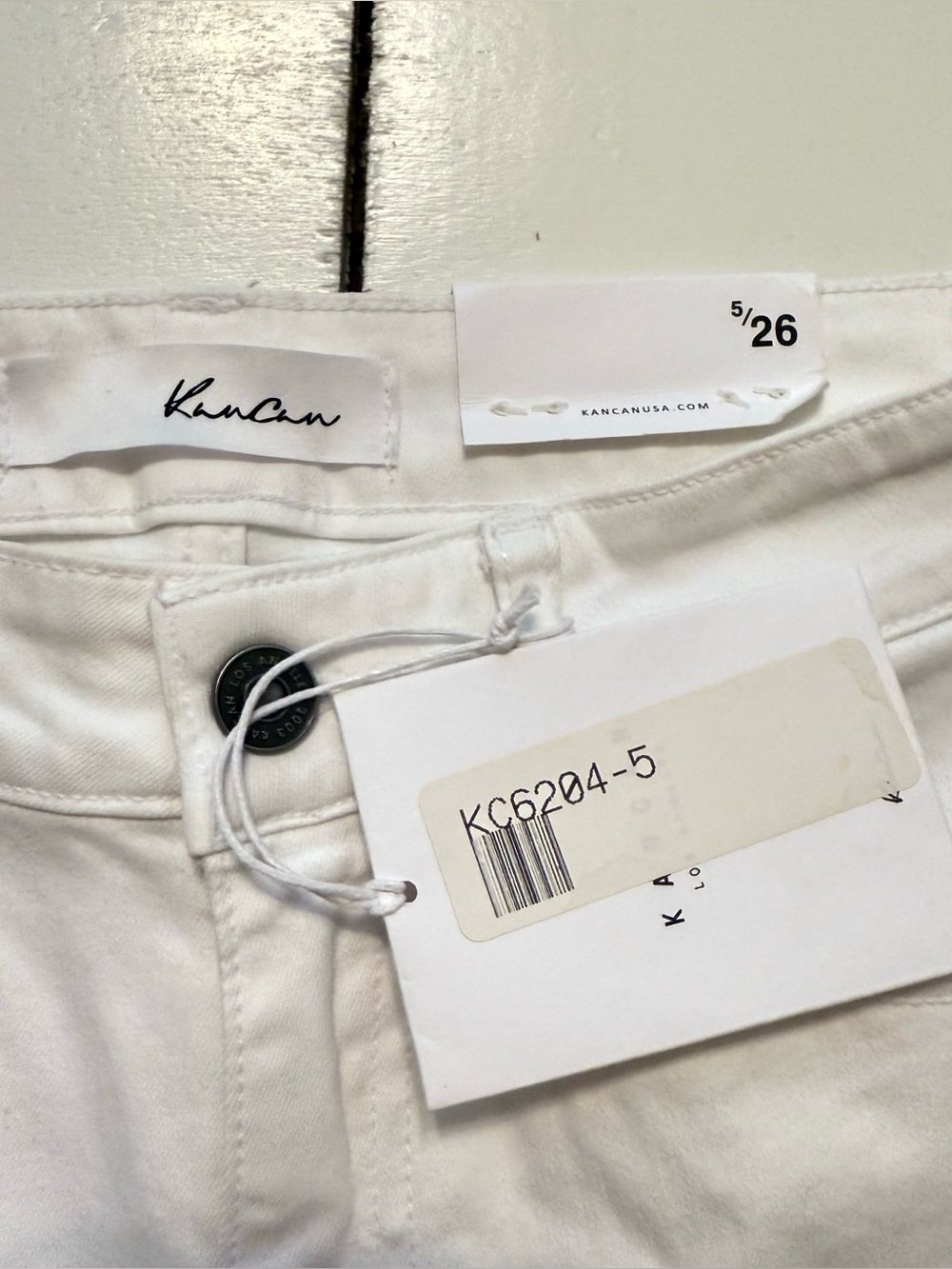 KanCan White Ripped Skinny Jeans with Frayed Ankles - Picture 4 of 5
